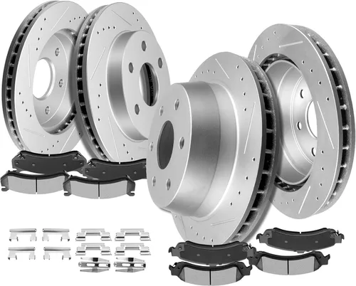 Miniatura 14 de Kit de frenos y rotores, SCITOO 4 rotores de freno y 8 pastillas de freno de cerámica para Jeep Grand para Cherokee 1999-2004
