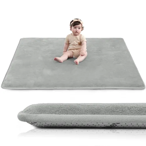 Huloo Sleep Alfombra de Juego para Bebés para Piso, Espesor de 1.3" de Espuma Elástica, Alfombra de 1.27m×1.27m para Tiempo de Barriga, Terciopelo