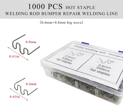 Miniatura 2 de 1000 PCS de grapas calientes varillas de soldadura para parachoques, kit de soldadura de plástico para reparación de parachoques de 0.6mm 0.8mm