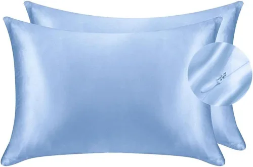 Miniatura 28 de Juwenin Bedding, funda de almohada de satén sedosa súper suave y lujosa con cremallera (funda de almohada de satén sedoso para el cabello), juego