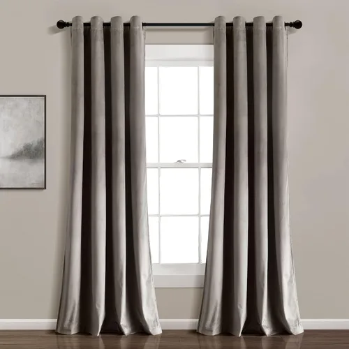 Miniatura 7 de Lush Decor Prima Velvet Sólido - Par de paneles de cortinas para ventana con ojales de filtrado de luz, 95" L x 38" A, Negro