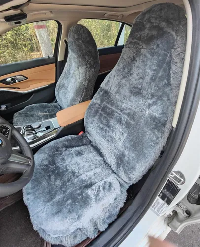Miniatura 2 de Funda para asiento de piel de oveja, funda de asiento de piel de oveja australiana auténtica, ajuste universal, cobertura completa, peluda, funda
