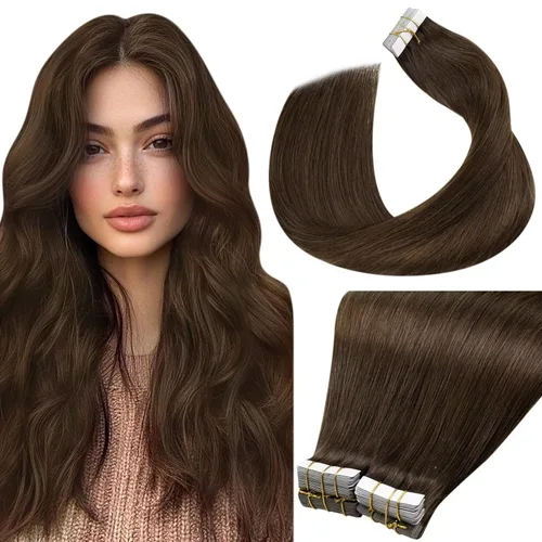 Miniatura 54 de LaaVoo - Extensiones de cabello humano Remy adhesivas con cinta invisible, cabello negro natural, extensiones de cabello para mujeres de color, 20
