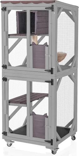Miniatura 14 de Aivituvin Window Catio Outdoor Cat Enclosure Super Large Walk in Cat House with 6 Platforms and 2 Scratching Posts for Cats,104" L x 34" W x 69.5" H