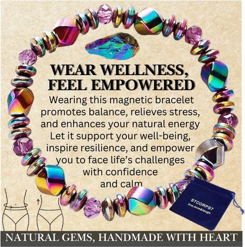 Miniatura 12 de Pulsera magnética curativa – Pulsera de hematita ajustable para drenaje linfático, artritis, alivio de la ansiedad, reducción de hinchazón y pérdida
