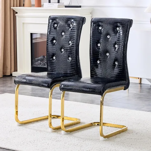 Miniatura 28 de gopop Juego de 2 sillas de comedor Juego de sillas de cocina modernas Cojín de piel sintética Patas de metal de alta resistencia Respaldo