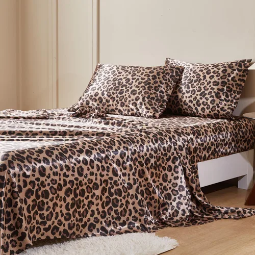 Miniatura 40 de MR&HM Sábanas de satén para cama de tamaño King, juego de 4 piezas de ropa de cama sedosa con bolsillo profundo de 15 pulgadas para colchón