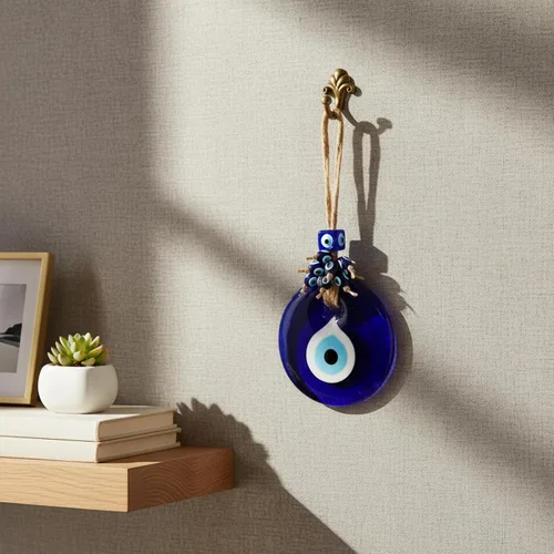 Miniatura 3 de BCS Decoración azul contra el mal de ojo para colgar en la pared, 4 pulgadas, cristal hecho a mano, amuleto turco de nazar de buena suerte y amuleto