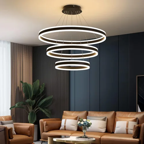Miniatura 11 de Mikeru Lámpara LED moderna, lámpara colgante de techo con control remoto de 3000 a 6500 K, luz de temperatura de color ajustable para sala de estar