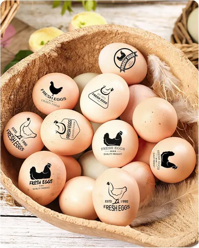 Miniatura 2 de Sellos de huevos personalizados para huevos frescos, sello personalizado de huevo de pollo con nombre del logotipo, sello de huevo personalizado