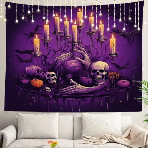Miniatura 132 de Shrahala Tapiz de pared de hojas de arce otoñal, hojas rojas llameantes, fondo negro, tapiz grande para colgar en la pared, tapiz decorativo