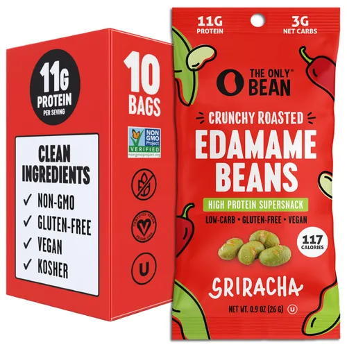 Miniatura 9 de The Only Bean Bocadillos crujientes de Edamame tostado en seco con sal marina, comida Keto alta en proteínas (11g) y baja en carbohidratos, libre
