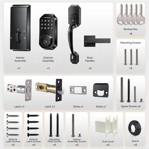 Miniatura 8 de Ulecoce Cerradura de puerta inteligente WiFi para puerta delantera, cerradura de puerta de entrada sin llave con control de aplicación, juego