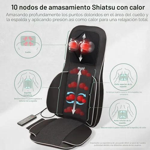 Miniatura 3 de Mynt Elegible para FSA Aprobado por HSA Masajeador Shiatsu de Cuello y Espalda para Silla con 10 Nodos de Amasamiento Profundo, Masaje de Espalda 2D