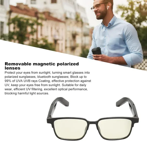 Miniatura 2 de Lentes inteligentes, gafas Bluetooth 5.3, lentes de audio inteligentes, micrófono integrado, altavoz IPX4, lentes de sol Bluetooth compatibles