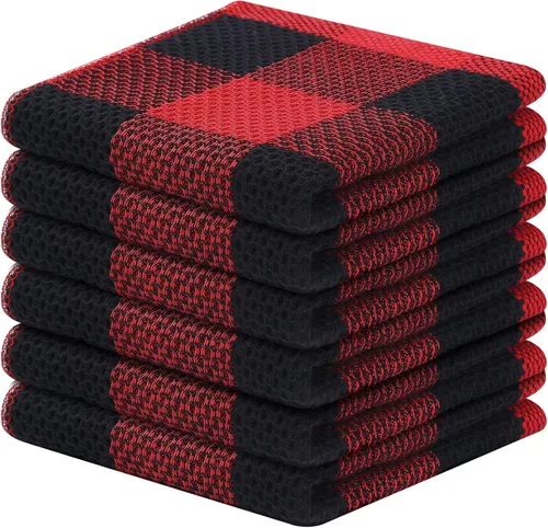 Miniatura 50 de Mordimy Toallas de cocina 100% algodón con tejido de gofre, 13 x 28 pulgadas, paños de cocina súper suaves y absorbentes para secar platos, paquete