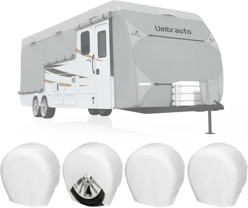 Miniatura 22 de Umbrauto Cubierta para caravana de 5ª rueda de 28 a 31 pies, 7 capas superiores extra gruesa, cubierta de quinta rueda, impermeable, resistente al