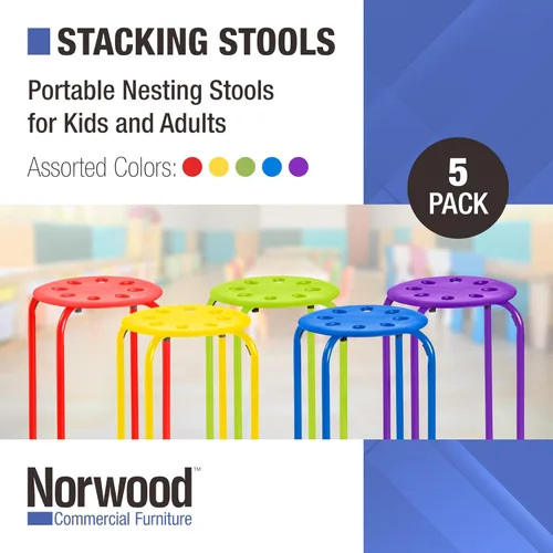 Miniatura 4 de Norwood Muebles Comerciales Taburetes Apilables para Niños y Adultos, 17.75" Altura Estándar Taburetes Portátiles Anidables de Oficina y Aula