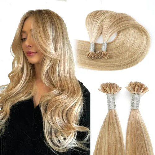 Miniatura 15 de ABH AMAZINGBEAUTY HAIR Extensiones de cabello rizado liso para mujeres negras con punta en I, cabello humano, punta en I, Remy, 50 mechones, punta