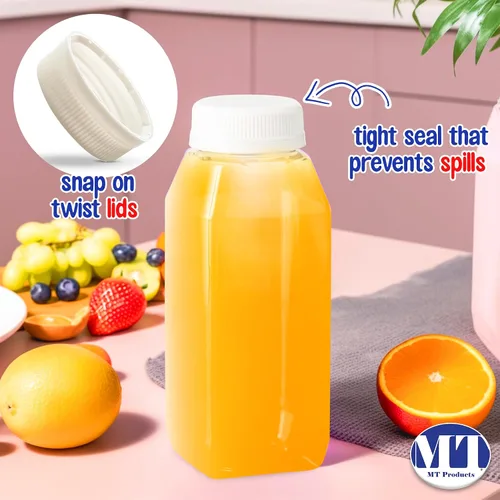 Miniatura 7 de 8 Oz. Empty Clear PET botellas plásticas de jugo con tapa por MT Products - Set de 12 botellas y 12 tapas