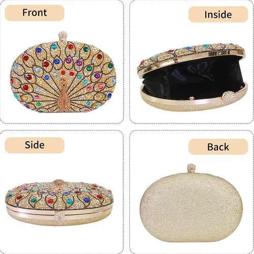 Miniatura 6 de Bolsos de mano de noche con diamantes de imitación para mujer, bolso cruzado y bolso de hombro para fiesta de noche de boda