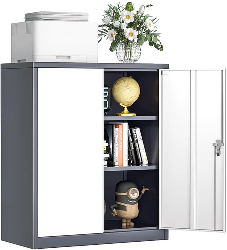 Miniatura 24 de INTERGREAT Gabinete de almacenamiento de metal con puertas con cerradura, gabinetes de almacenamiento de acero con cerradura con 2 puertas