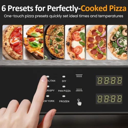Miniatura 2 de Sunvivi Horno eléctrico para pizza de interior: máquina de pizza de encimera con 6 ajustes preestablecidos, calienta hasta 750 ℉, calentador