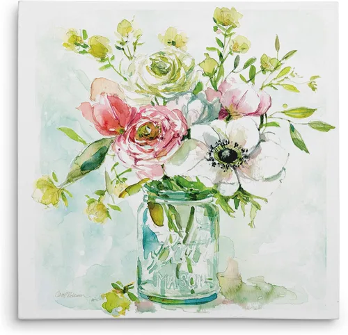 Miniatura 23 de WEXFORD HOME Cuadro Premium en Lienzo con Envoltura de Galería Floral Multicolor para Pared, Arte Abstracto Floral Romántico Moderno, Impresión