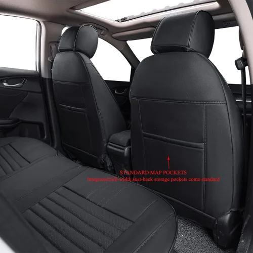 Miniatura 3 de EKR - Fundas de asiento de automóvil a la medida para Honda Civic Sedan, Sport, LX - Cuero sintético (negro)
