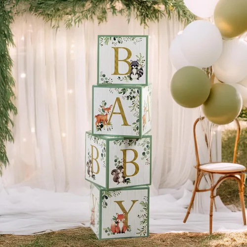 Miniatura 8 de Cajas de bebé rosa de bosque de Kate Aspen con letras para decoración de baby shower, foto de exhibición y decoración de guardería