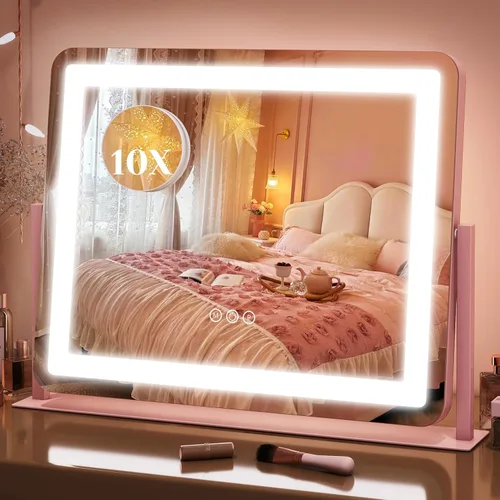 Miniatura 37 de FENNIO - Espejo de tocador con luces, espejo de maquillaje iluminado LED, pantalla táctil con 3 modos de iluminación, regulable, para mesa