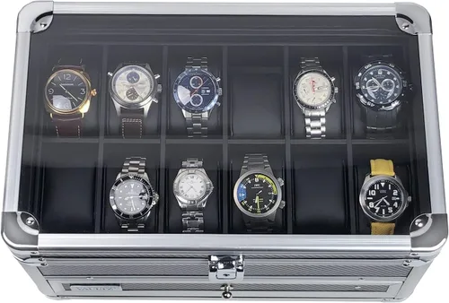 Miniatura 3 de Vaultz Caja de reloj con bloqueo, grande, VZ03979, transparente, cromada