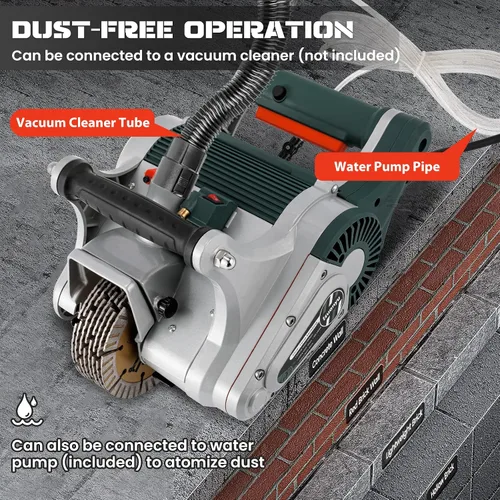 Miniatura 6 de Huanyu Cazador de pared eléctrico 1 vez Moldeo de pared Máquina de corte de ranura de pared Vistamiento infrarrojo 4800W Ancho de corte 1.575 in