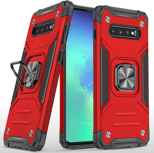 Miniatura 9 de Funda para Samsung Galaxy S10, de grado militar, a prueba de golpes, con soporte de soporte, soporte magnético integrado para montaje en coche