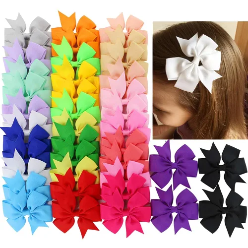 40 lazos para el pelo de grogrén de 3 pulgadas, con clips de cocodrilo, para niñas, bebés, adolescentes, en pares