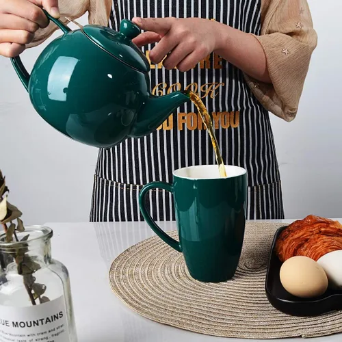 Miniatura 3 de Sweejar Tetera de porcelana con infusor de acero inoxidable extraíble, apto para microondas y lavavajillas, para té suelto, infusor de té para Jade