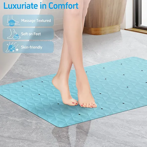 Miniatura 4 de WRISIN Tapete antideslizante para bañera y ducha, tapete de goma natural con 241 ventosas, tapete de seguridad suave para baño, patrón único