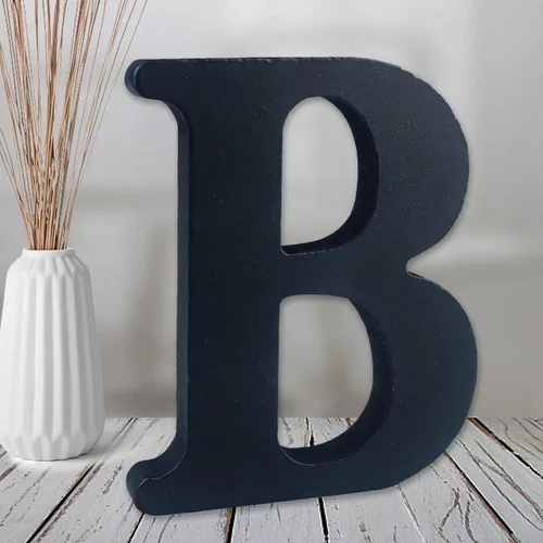 AOCEAN Letras de madera de 6 pulgadas en negro, letra de madera sin terminar para letras decorativas de pared, letras en relieve, letrero de corte B