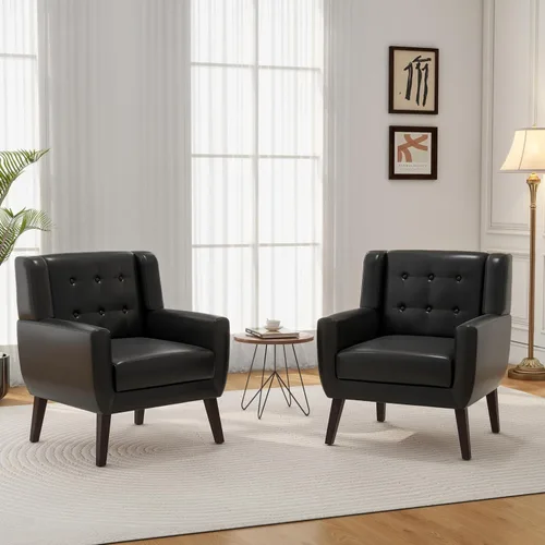 Miniatura 19 de Silla decorativa, sillas de tela moderna de mediados de siglo con brazos para sala de estar, cómodo sillón tapizado para dormitorio, sala de espera