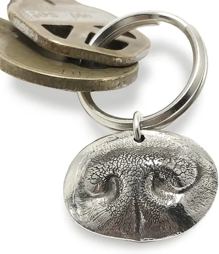 Miniatura 2 de Llavero de nariz de mascota de plata personalizada
