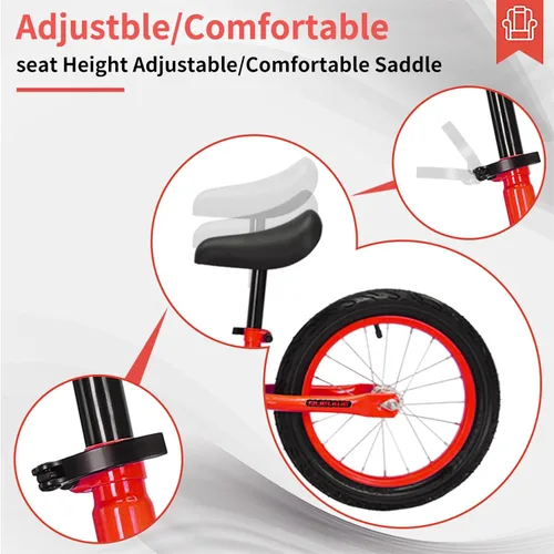 Miniatura 4 de Bicicleta de equilibrio de 16 pulgadas para niños de 4, 5, 6, 7, 8 años, bicicletas sin pedales, bicicleta de entrenamiento con asiento ajustable