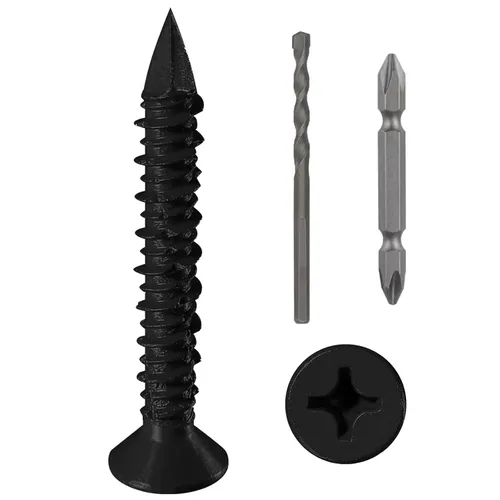 Miniatura 9 de Wensilon (105 PIEZAS) Kit de Anclajes de Tornillo para Hormigón de 3/16" Cabeza Plana Azul/Negro/Blanco para Anclaje a Mampostería, Bloque