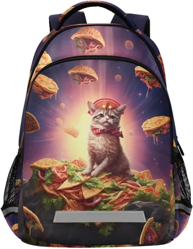 Mochila de lobo galaxia púrpura para niños y niñas, bolsas de libros de escuela primaria con clip para el pecho 202A0536, 202A0047, Mochilas