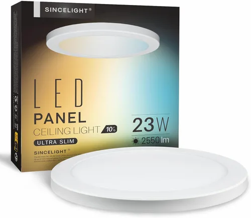 SINCELIGHT Luces LED de techo ultrafinas de 12 pulgadas de 23 W, perfil compacto, empotradas o montaje en superficie, iluminación de borde, 2550 lm,