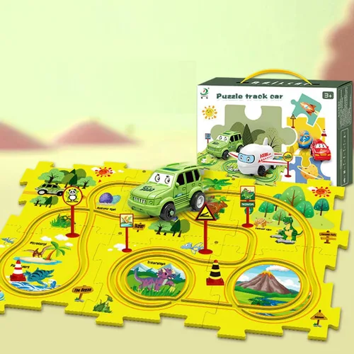 Carrito eléctrico de ensamblaje de bricolaje, juego de rompecabezas educativo para niños, juego de carreras de autos de pista de juguete, vehículo