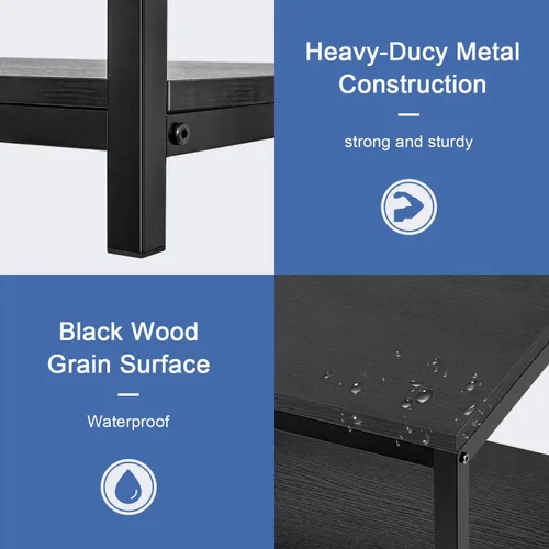 Miniatura 5 de YSSOA Mesa para el hogar de 31 x 20 x 16 pulgadas con estante de almacenamiento para sala de estar y oficina, fácil montaje, negro, 2 niveles