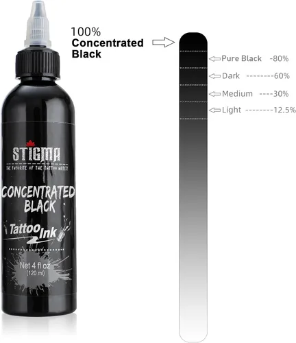 Miniatura 6 de STIGMA Tinta de tatuaje negra 4 oz 4.1 fl oz forro, pigmento de tatuaje estándar de EE. UU. Color concentrado uniformemente vibrante y brillante