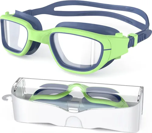 Gafas de natación para niños, gafas de natación para niños de 6 a 14 años, gafas de piscina con protección UV antivaho para niños y niñas Azul