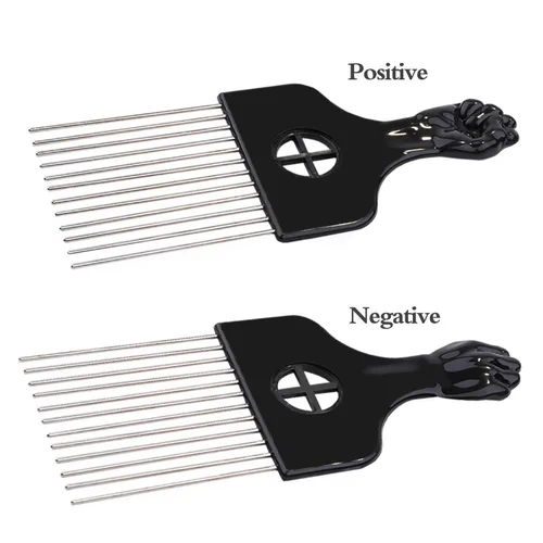 Miniatura 4 de Peine de pelo, peine de metal, peine de púa de metal, desenredar peluca trenzada, peine de peinado, negro, 1 paquete