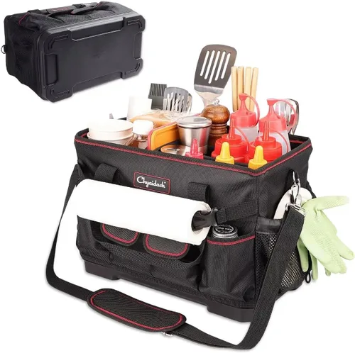 Chyaidach Organizador de Parrilla Grande con Fondo Duro, Organizador de Plancha Plegable Portátil para Accesorios Blackstone, Esenciales para Portón